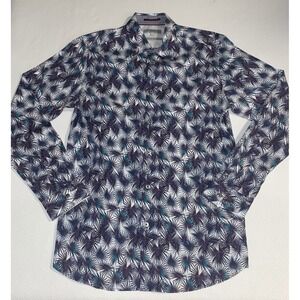 Ted Baker London Men's Long Sleeve Button Down Shirt Palm Leaf 
Print Size 3 Med